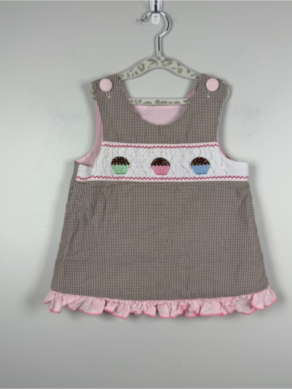 Beaux et Belles New Orleans Smocked Sleeveless Dress Cupcake Birthday Size 4